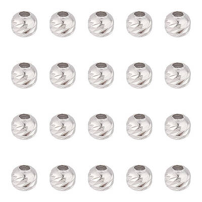 20Pcs Rhodium Plated 925 Sterling Silver Beads