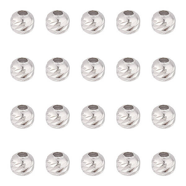 20Pcs Rhodium Plated 925 Sterling Silver Beads