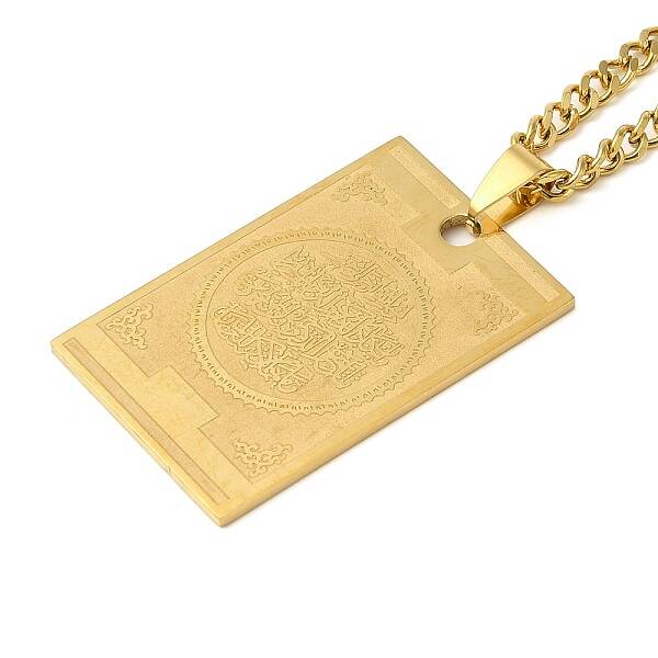 304 Stainless Steel Islamic Allah Rectangle Twisted Chain Necklaces