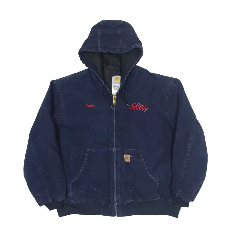 CARHARTT Fleece Lined Workwear Bomber Jacket Blue Mens XL