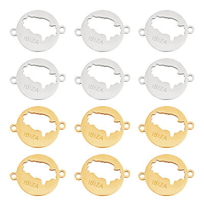 12Pcs 2 Colors 201 Stainless Steel Connector Charms