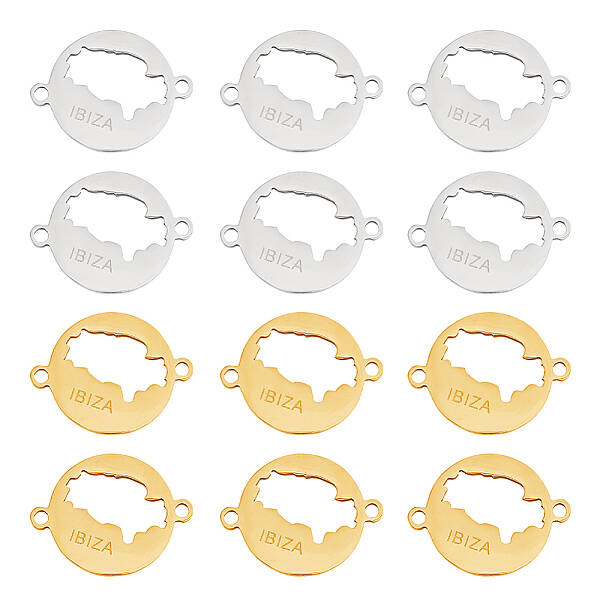 12Pcs 2 Colors 201 Stainless Steel Connector Charms