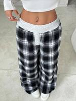 Women's Plaid Print Button Pants, Lady  Casual Comfy Trousers for Spring & Fall, Women's Bottoms for Daily Wear, Pants for Wo...