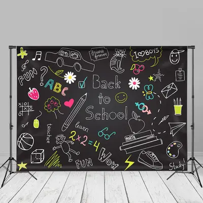 Back To School Blackboard Chalk Drawing Backdrop - Aperturee