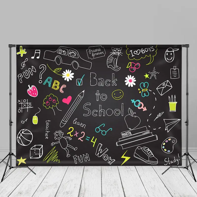 Back To School Blackboard Chalk Drawing Backdrop - Aperturee