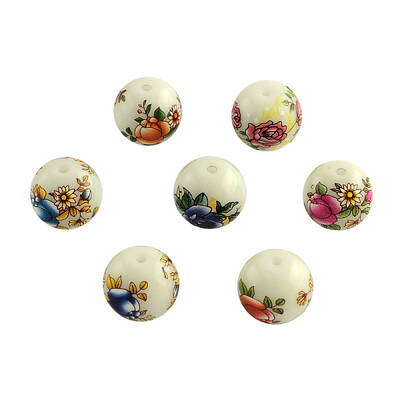 Flower Picture Glass Beads