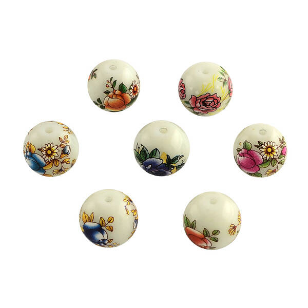Flower Picture Glass Beads