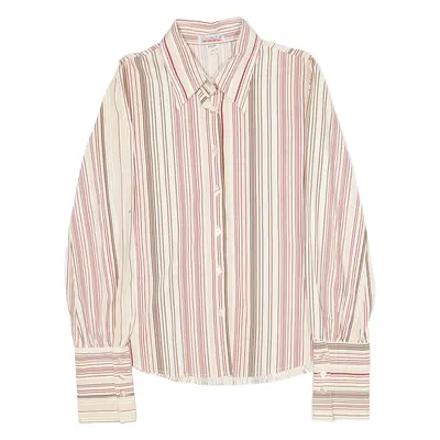 COCONUDA Womens Shirt Beige Striped Long Sleeve S