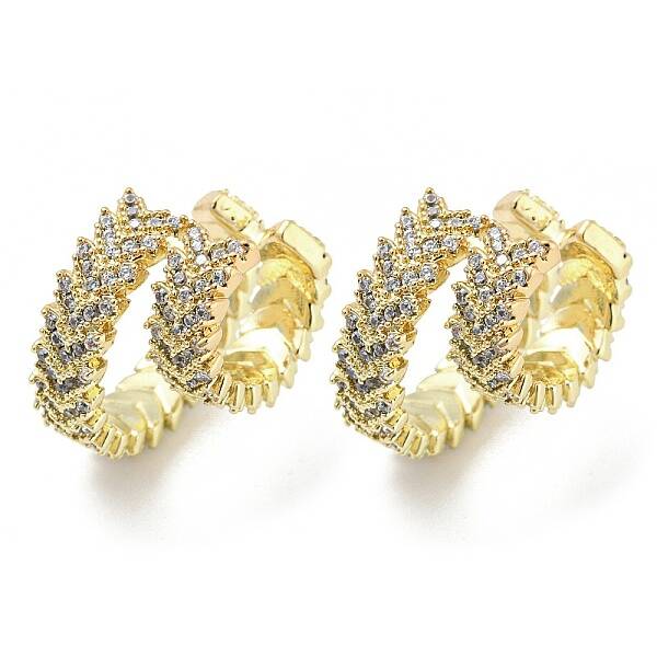 Brass Micro Pave Cubic Zirconia Cuff Earrings