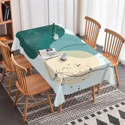 Green Painting Abstract Art Rectangle Tablecloth - Aperturee