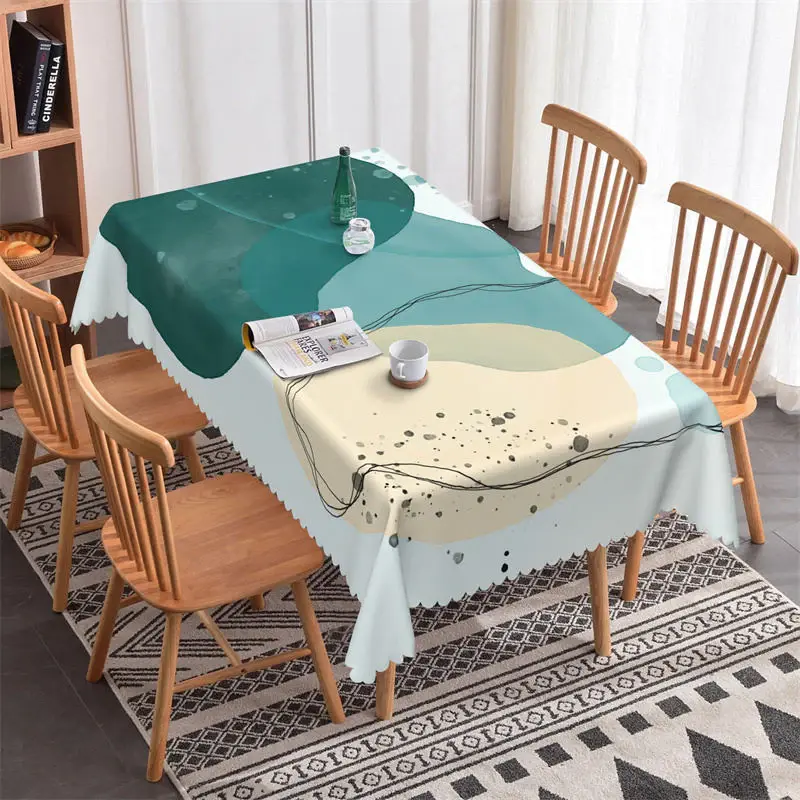 Green Painting Abstract Art Rectangle Tablecloth - Aperturee