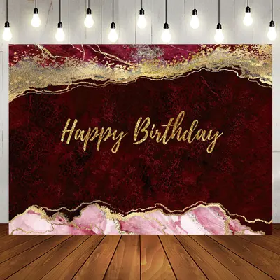 Wine Red Gold Glitter Abstract Birthday Backdrop - Aperturee