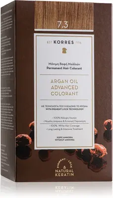 Korres Argan Oil permanent hair dye with argan oil color 7.3 Golden blonde/honey