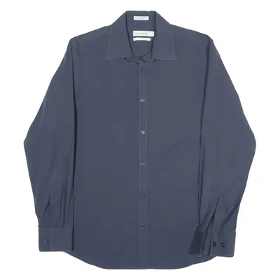 CALVIN KLEIN Shirt Blue Striped Long Sleeve Mens S