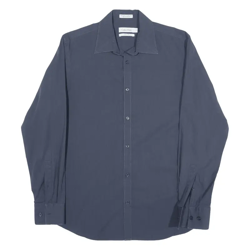 CALVIN KLEIN Shirt Blue Striped Long Sleeve Mens S