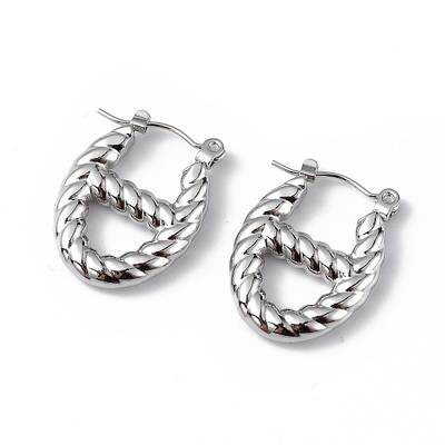 Non-Tarnish 304 Stainless Steel Oval Hoop Earrings for Women