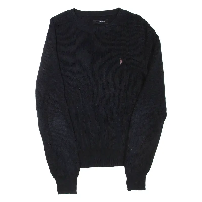 ALL SAINTS Mens Jumper Black Waffle Knit M