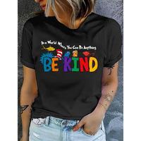 [Playful Charm] Be Kind Graphic Print T-Shirt - Women’s Soft Casual Top with Vibrant Bird Design, Comfortable Short Sleeves...