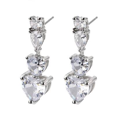 Heart Clear Cubic Zirconia Drop Earring