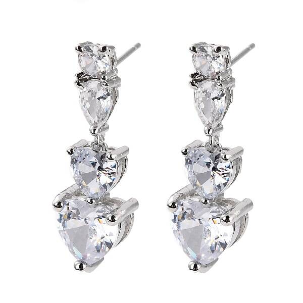 Heart Clear Cubic Zirconia Drop Earring