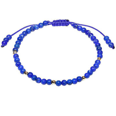 Natural Round Lapis Lazuli Braided Bead Bracelets