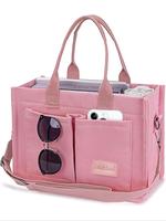 Women's Elegant Solid Color Tote Bag, Fashionable Large Capacity Multi-pocket Canvas Trendy Shoulder Bag, Lightweight Casual ...