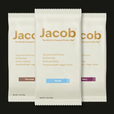 Jacob Bar - Real Clean Ingredients, Grass-Fed High Protein, Gluten-Free, No Seed Oils, Nothing Artificial
