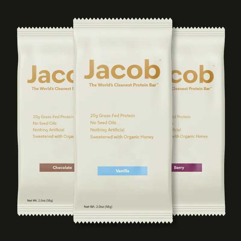 Jacob Bar - Real Clean Ingredients, Grass-Fed High Protein, Gluten-Free, No Seed Oils, Nothing Artificial