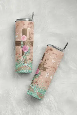 Blush Sand Leopard Cross Tumbler