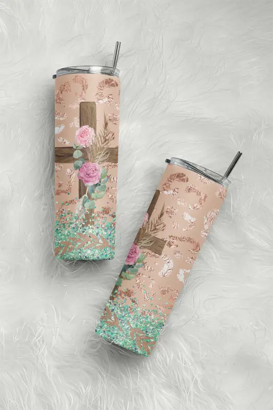 Blush Sand Leopard Cross Tumbler