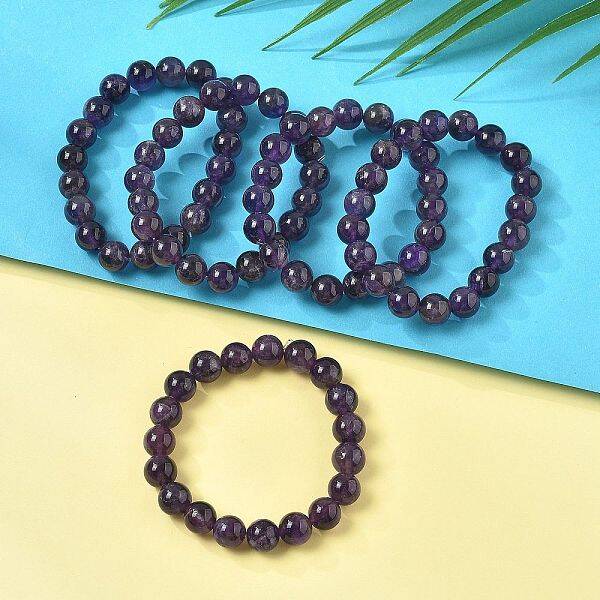 Natural Amethyst Bead Stretch Bracelets