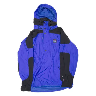 FILA Mens Rain Jacket Blue Hooded Colourblock M