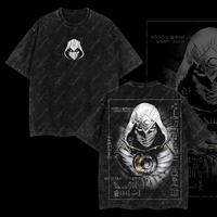 Superstyle Moon Knight Marc Spector MCU Comic Double Printed Oversize Lightweight Acid Washed Tee TV Series Graphic Top Cotto...