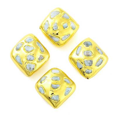 Rack Plating Brass with Natural Larimar Beads
