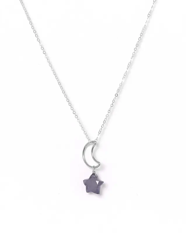Lunastar Necklace | Metal Color: Silver | Color: Lilac
