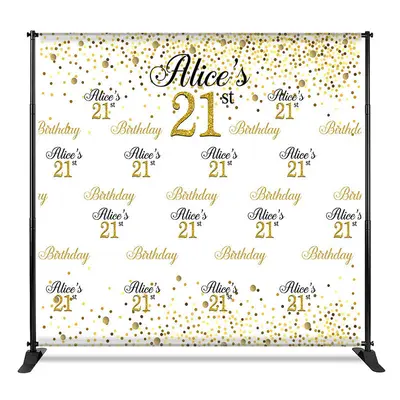 Aperturee Gold White Step And Repeat Custom Birthday Backdrop, 4X8FT(1.2X2.5M), 42 USD, step and repeat backdrops, CF1_DZHD0X...