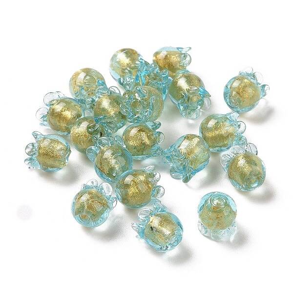 Handmade Gold Foil Lampwork Glass Beads