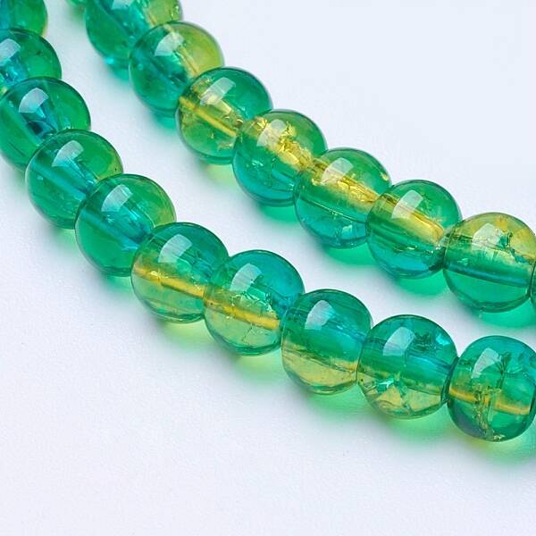 Spray Painted Crackle Glass Beads Strands