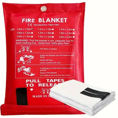 Emergency Fire Blanket, Fiberglass Flame Retardant Safety Blanket for Home, Kitchen, School, Car, BBQ, Office and Warehouse, ...