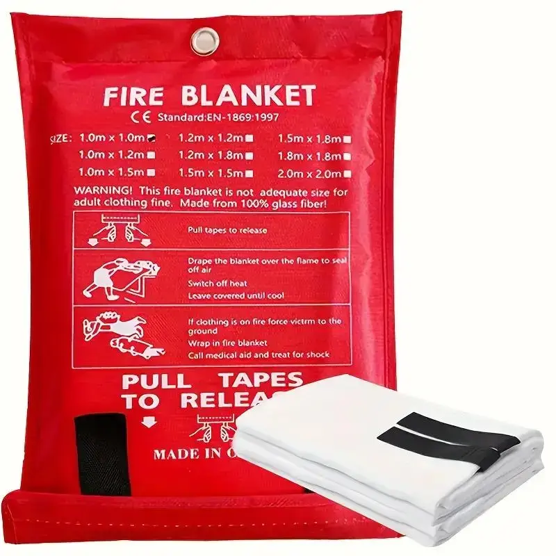 Emergency Fire Blanket, Fiberglass Flame Retardant Safety Blanket for Home, Kitchen, School, Car, BBQ, Office and Warehouse, ...