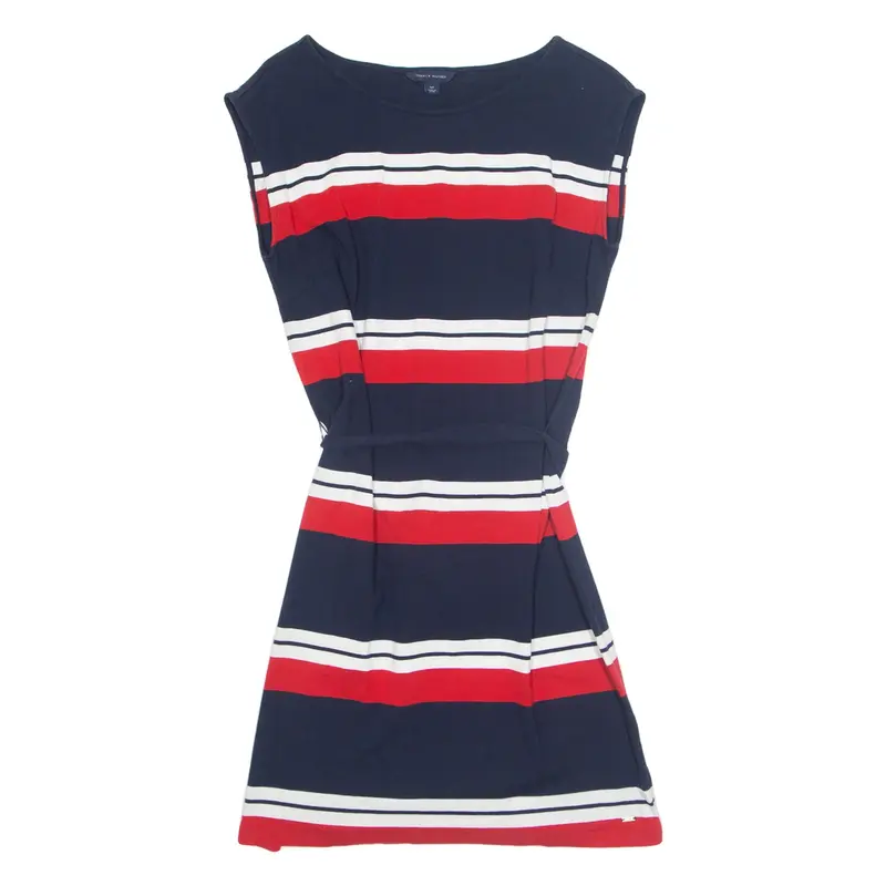 TOMMY HILFIGER Womens Fit & Flare Dress Blue Colourblock Knee Length S