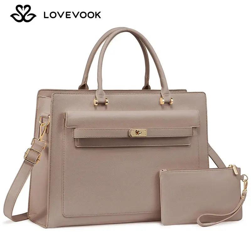 【NEW IN】LOVEVOOK Fall Laptop Tote Bag for Women - Fits 15.6 Inch Laptop, Springtok Top-Handle Handbags PU Leather Trendy ...