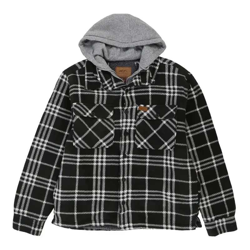 Mountain Ridge Checked Overshirt - Large Black & White Polyester Blend