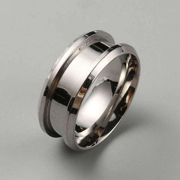 304 Stainless Steel Grooved Finger Ring Settings