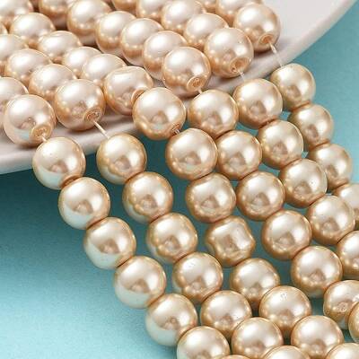 Baking Painted Pearlized Glass Pearl Round Bead Strands