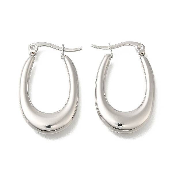 304 Stainless Steel Oval Hoop Earrings for Women