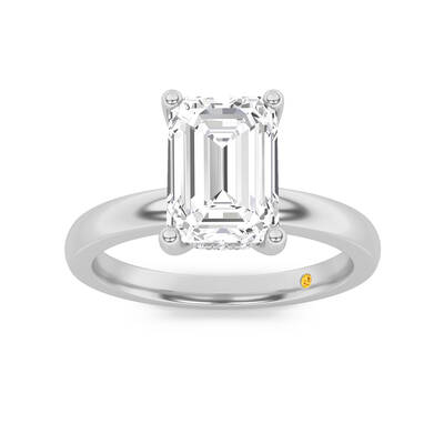 Secret Sparkle Hidden Halo Emerald Cut Lab Grown Diamond Engagement Ring | 18K White Gold 1 5/8 CT. TW.