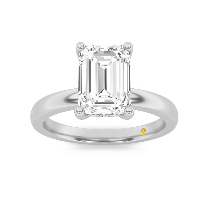 Secret Sparkle Hidden Halo Emerald Cut Lab Grown Diamond Engagement Ring | 18K White Gold 1 5/8 CT. TW.