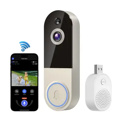 Smart Wireless Video Doorbell Camera , AI Human Detection, 2.4G WiFi, Two-Way Audio, Battery Rechargeable, Night Vision, Real...