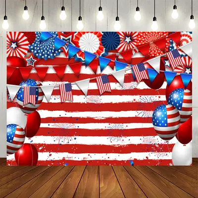 Aperturee Independence Day Flag Star Balloon Stripe Backdrop